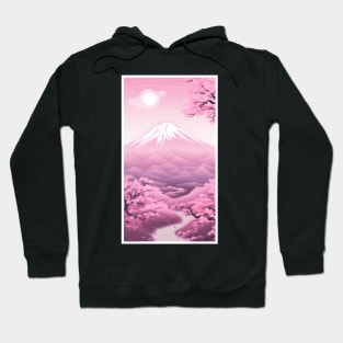 Pink Japanese Fuji White Border Aesthetic Hoodie